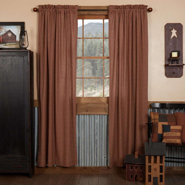 Patriotic Patch Plaid Panel Curtain Set of 2 84